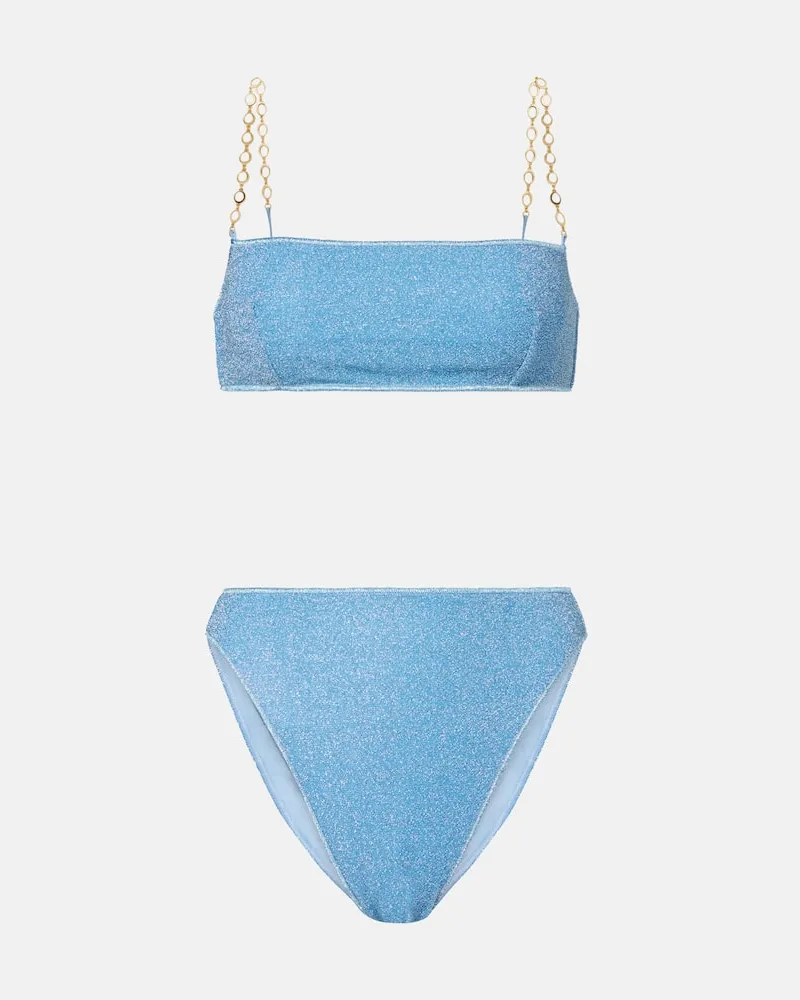 Oséree Oséree Bikini Lumière O Chain aus Lamé Blau