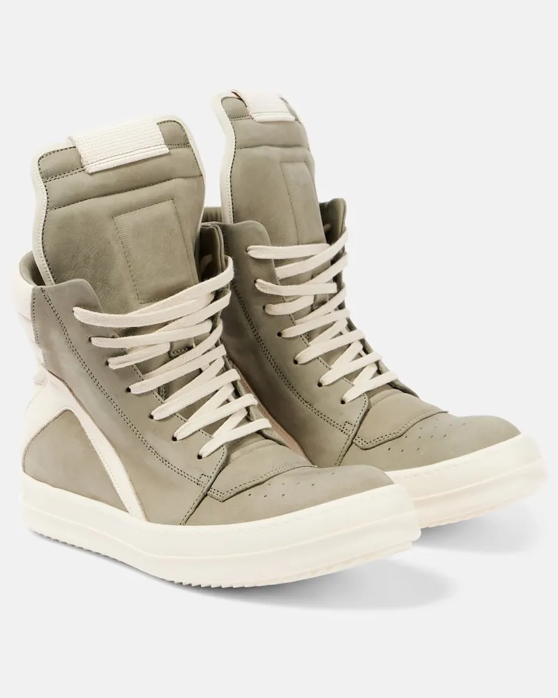 Rick Owens High-Top Sneakers Geobasket aus Leder Grün