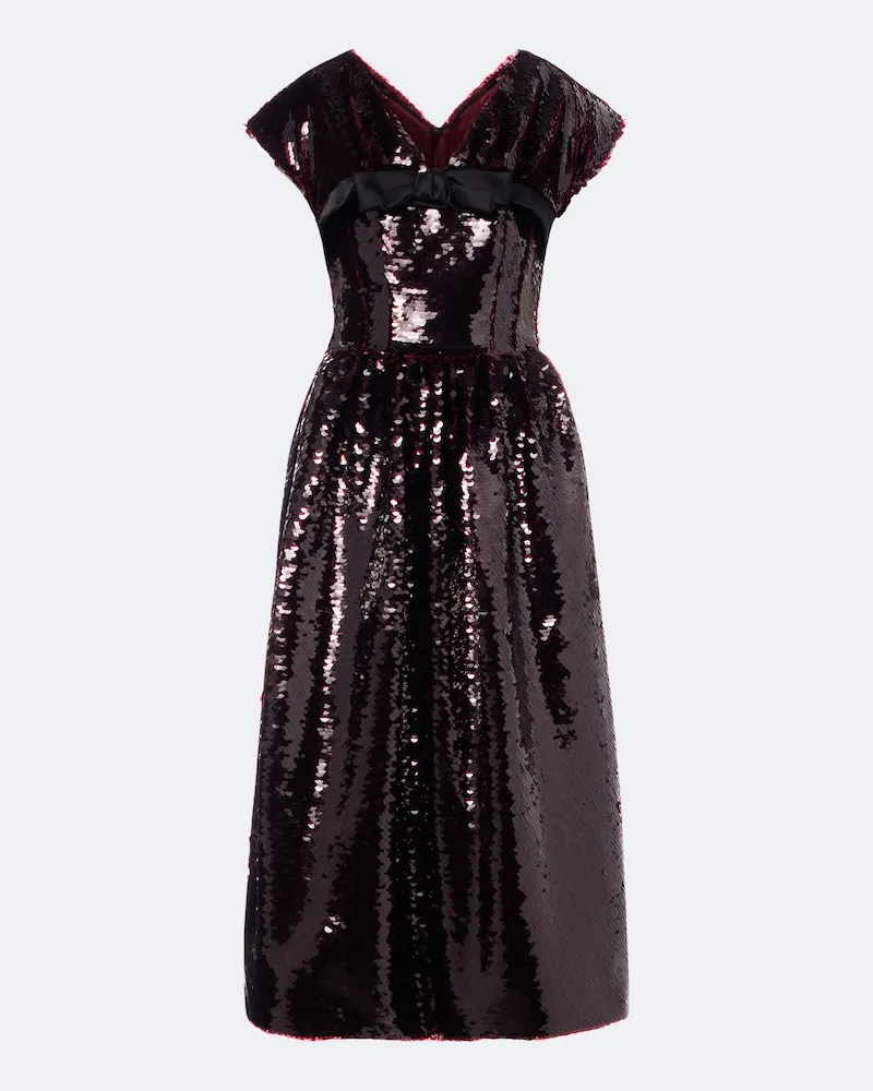 Simone Rocha Cocktailkleid mit Pailletten Burgunderrot