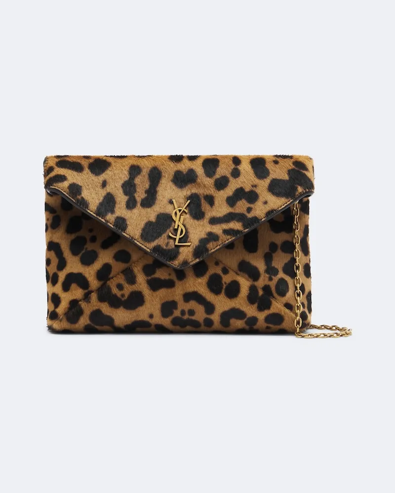 Saint Laurent Schultertasche Cassandre Small aus Kalbshaar Braun