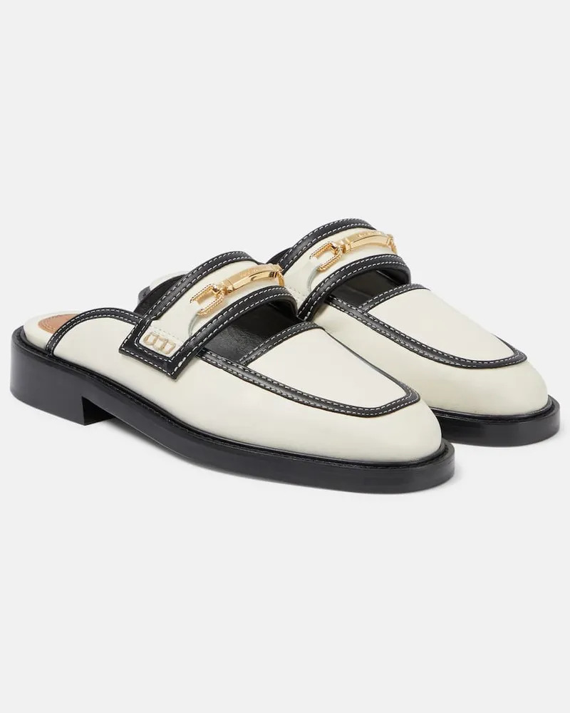 Zimmermann Slippers Bacall aus Leder Weiß