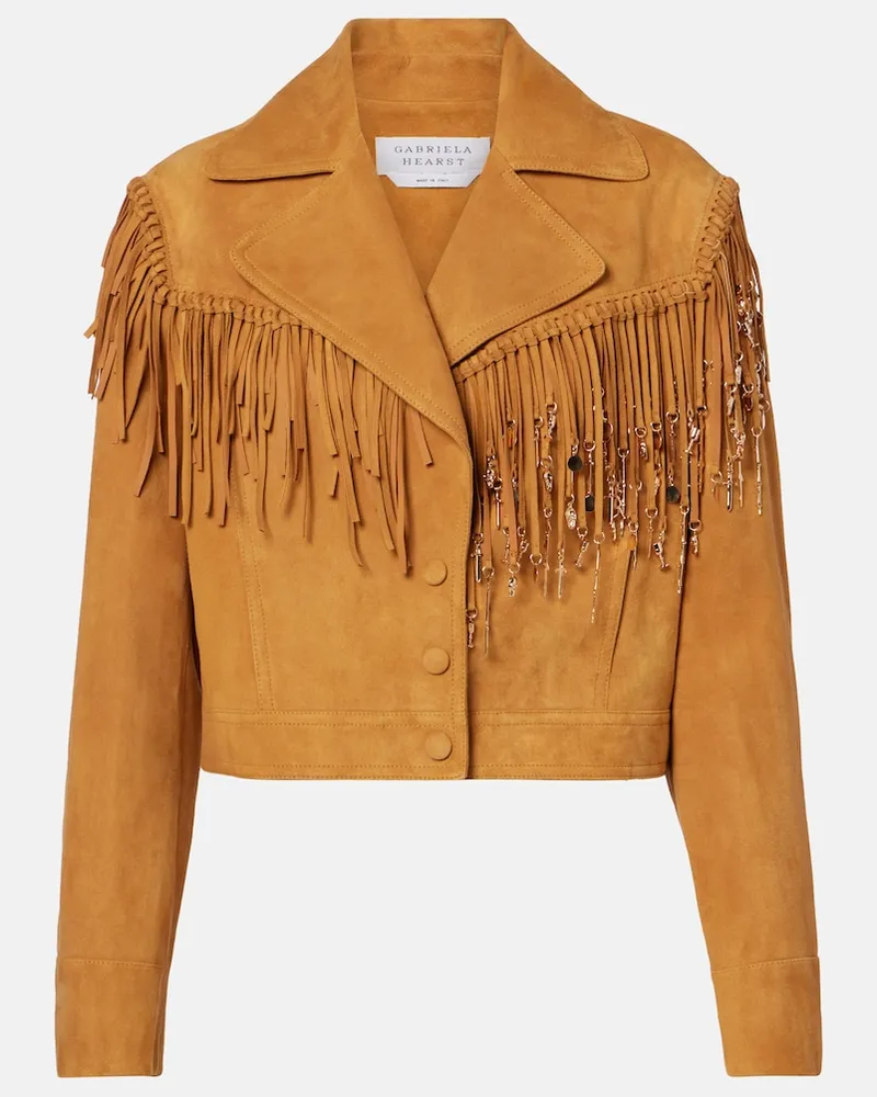 Gabriela Hearst Verzierte Jacke Azra aus Veloursleder Braun