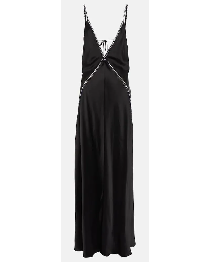 Stella McCartney Verzierte Robe aus Satin Schwarz