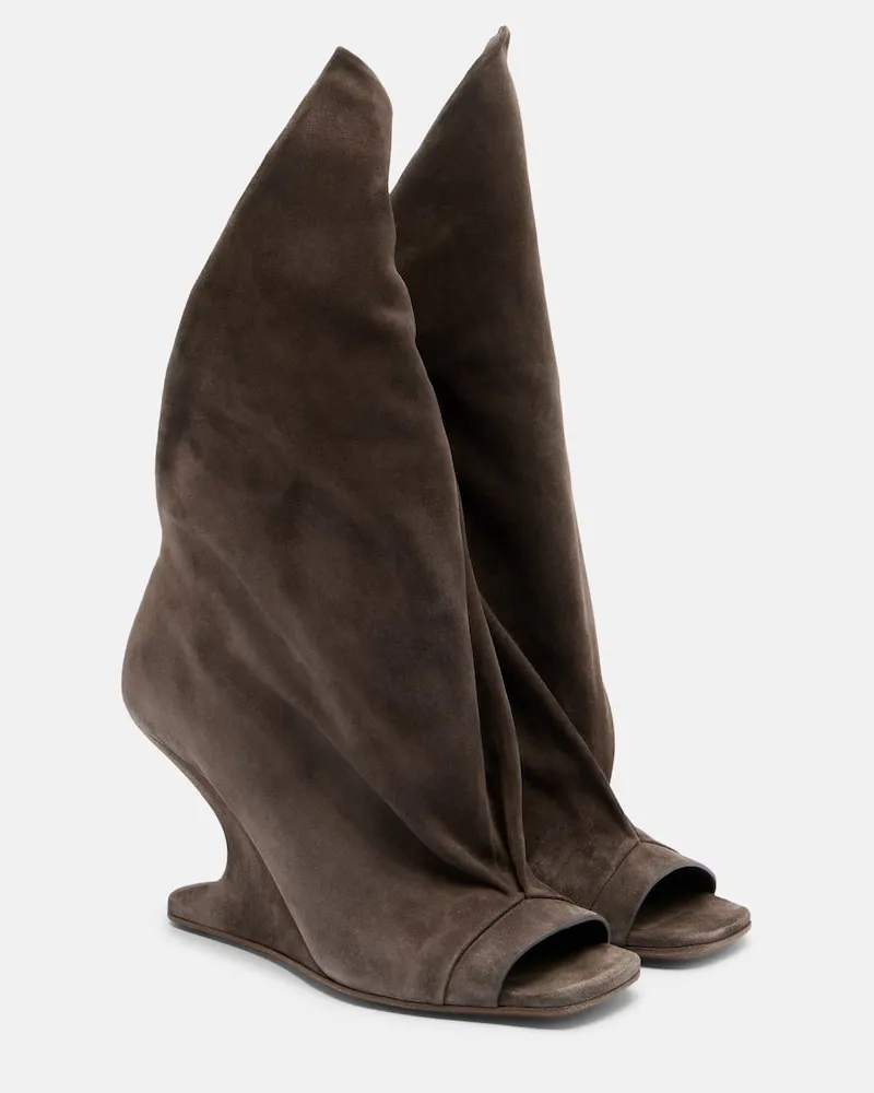 Rick Owens Stiefel Cantilever aus Veloursleder Grau