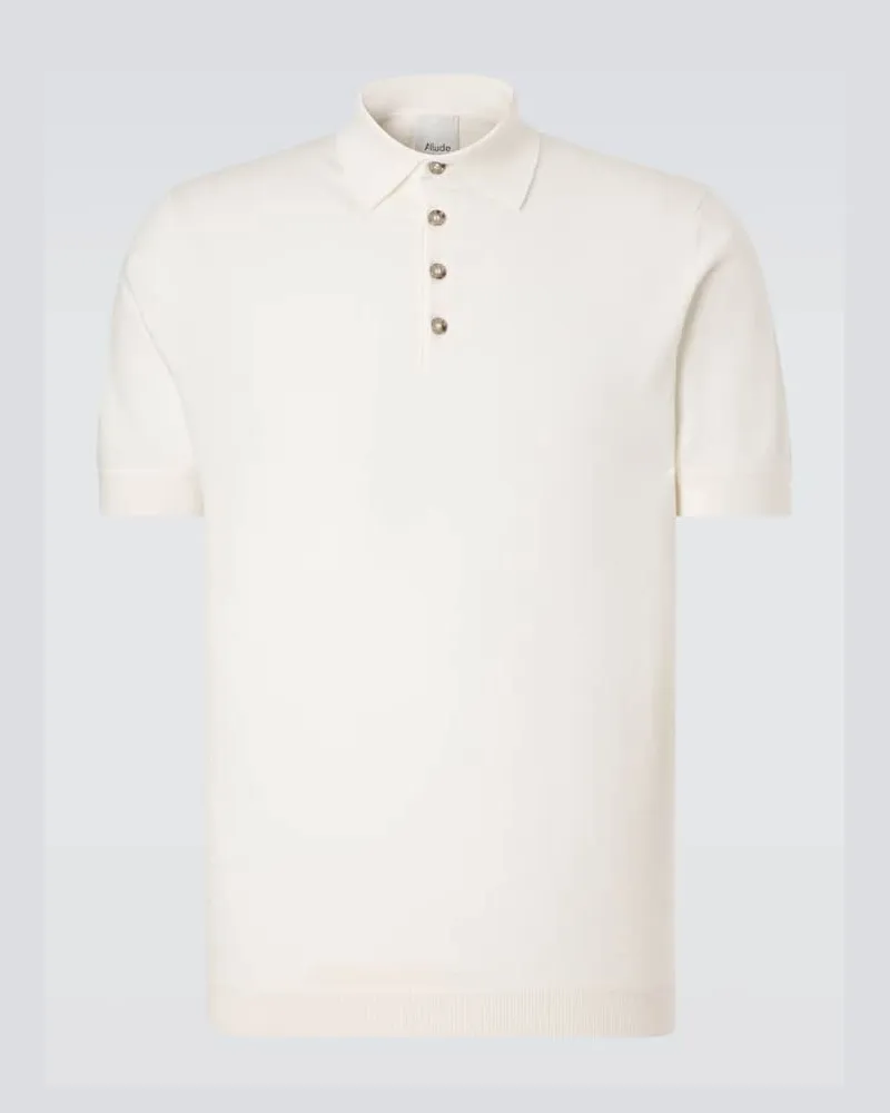ALLUDE Polohemd aus Baumwolle, Seide und Kaschmir Weiß