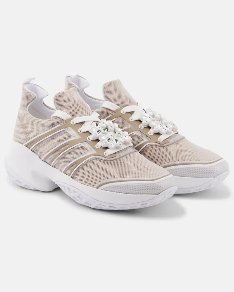 Roger Vivier Verzierte Plateau-Sneakers Viv' Run Grau