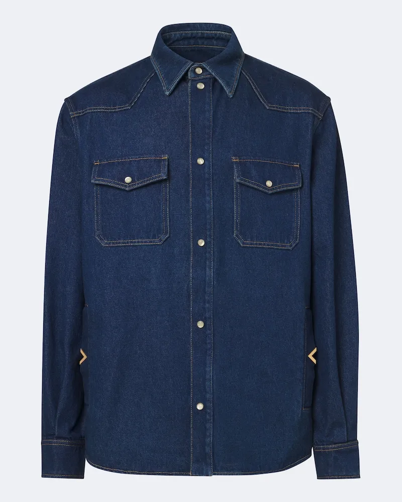 Valentino Garavani Westernhemd VGold aus Denim Blau