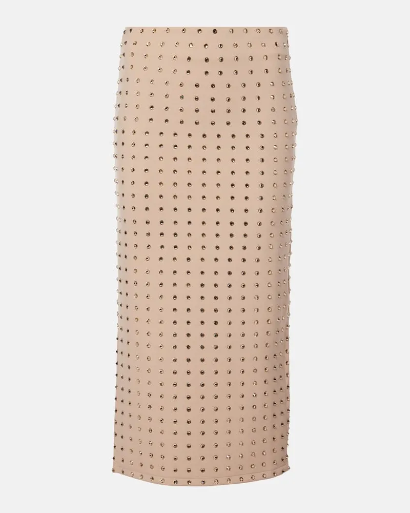 SPORTMAX Midirock Nome mit Kristallen Beige