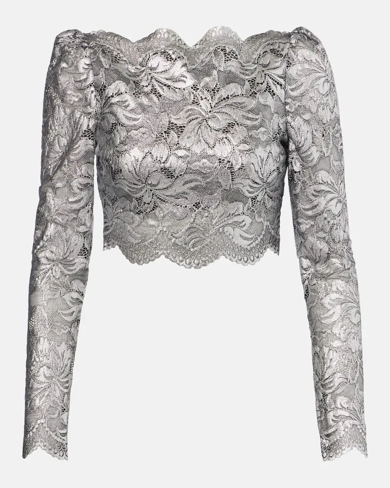 Paco Rabanne Cropped-Top aus Spitze Silber