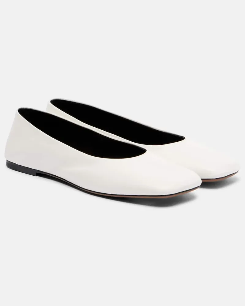 The Row Ballerinas Square aus Leder Weiß
