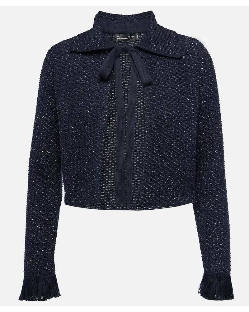 Oscar de la Renta Jacke aus Tweed Blau