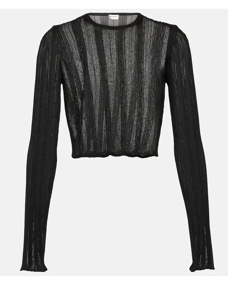 Saint Laurent Cropped-Top aus Strick Schwarz