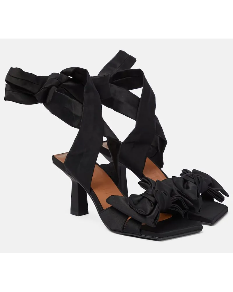 Ganni Sandalen aus Satin Schwarz