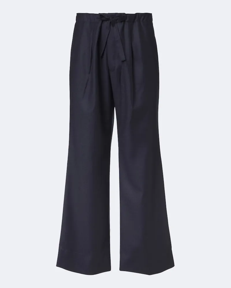 Stoffa Stòffa Weite Hose aus Wolle und Kaschmir Blau