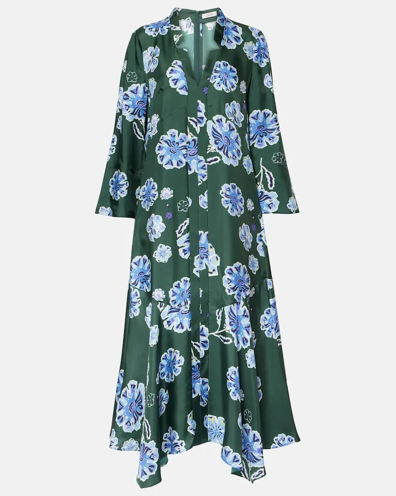 Dorothee Schumacher Midikleid Big Garden aus Seiden-Twill Grün