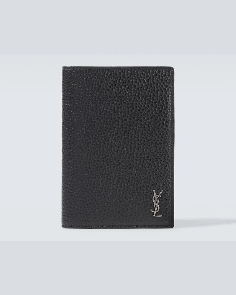 Saint Laurent Reisepass-Etui aus Leder Schwarz