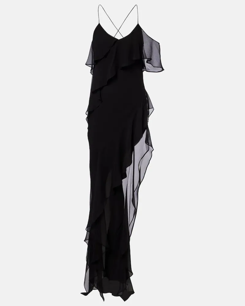 The Sei Maxikleid aus Seidenchiffon Schwarz