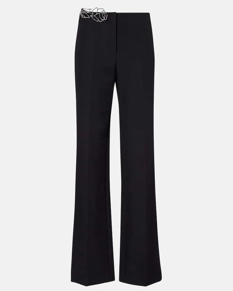 Blumarine Schlaghose aus Cady mit Kristallen Schwarz