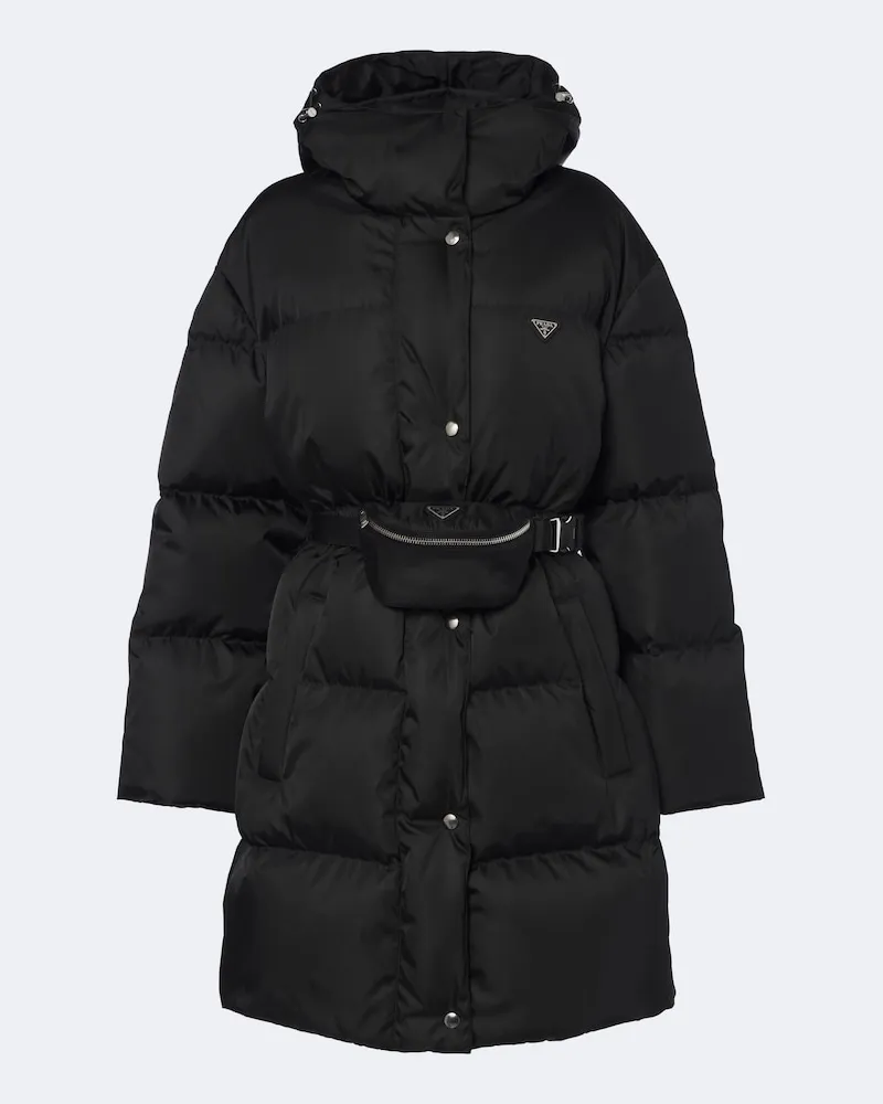 Prada Daunenmantel aus Re-Nylon Schwarz