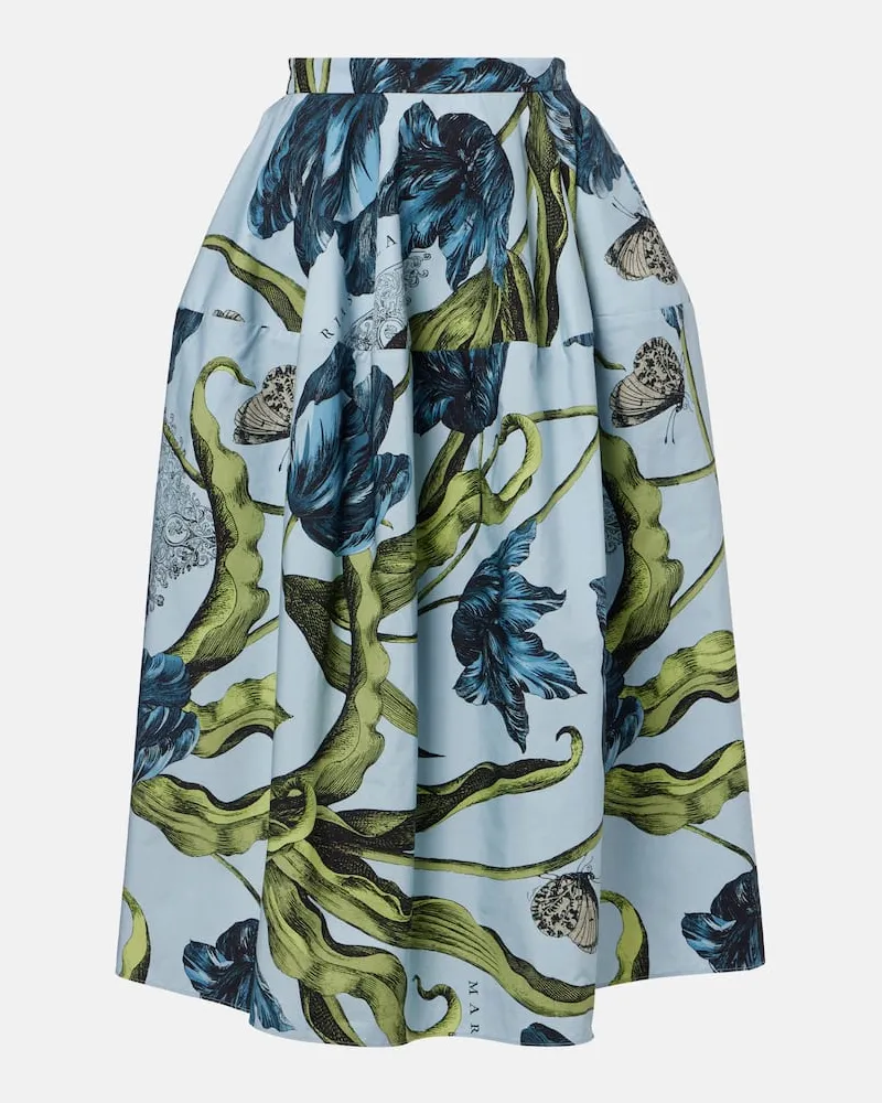 Erdem Midirock aus Baumwollpopeline Blau