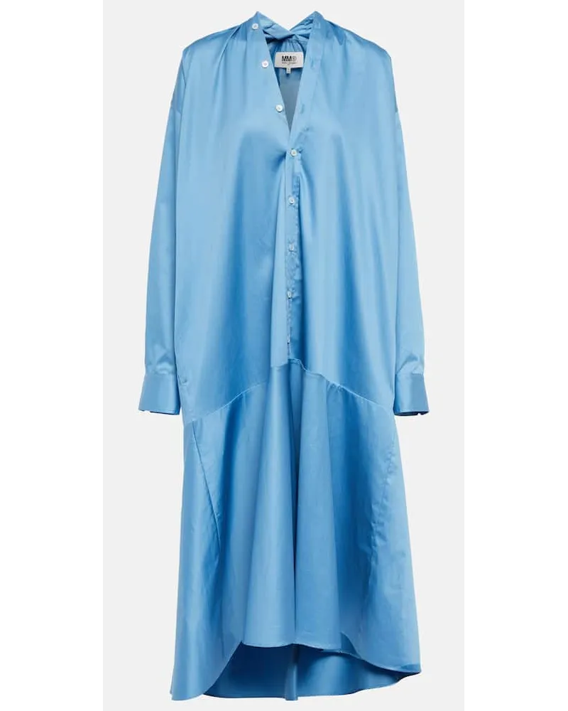 Maison Margiela Midikleid aus Baumwolle Blau