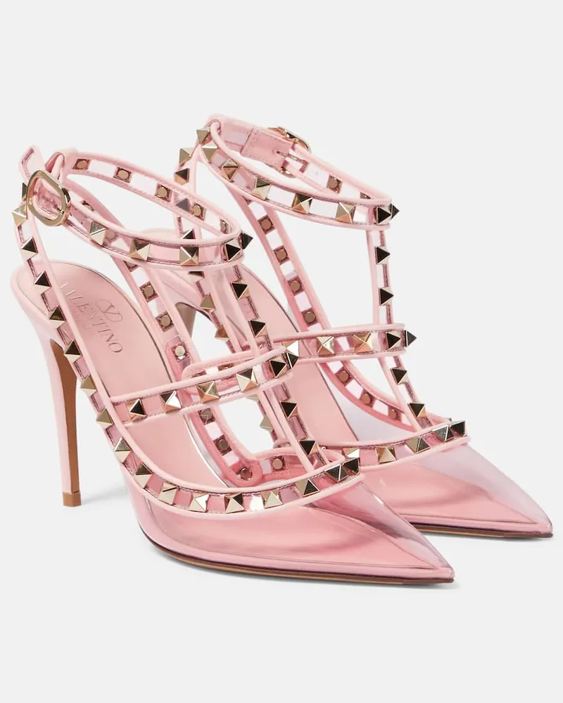 Valentino Garavani Verzierte Pumps Rockstud mit Leder Rosa