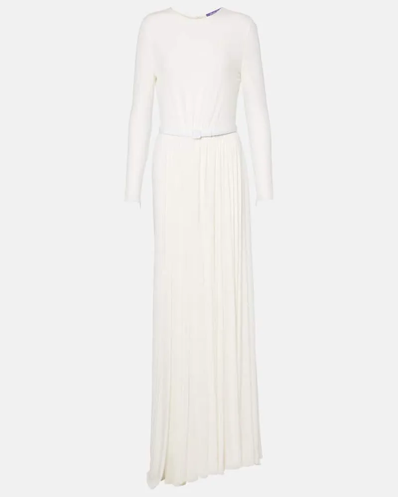 Ralph Lauren Maxikleid mit Leder Beige