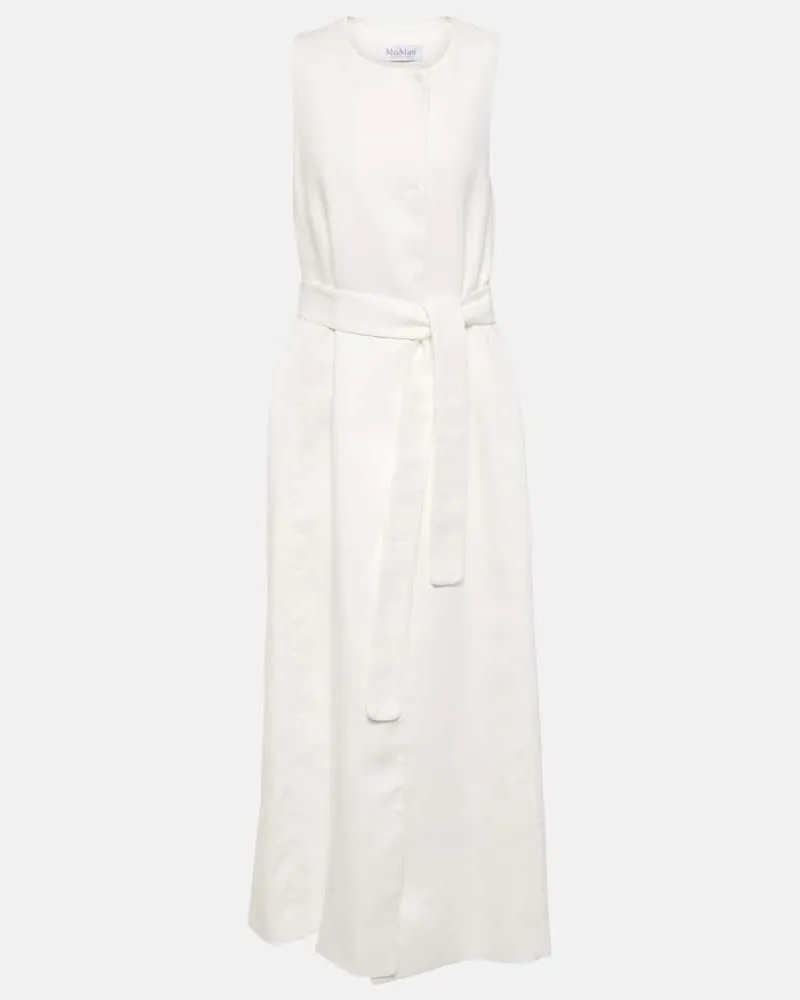 Max Mara Midikleid Aureo aus Leinen-Twill Weiß