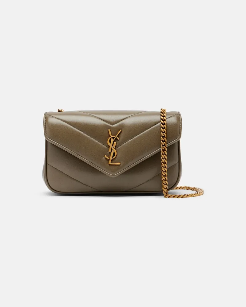Saint Laurent Schultertasche Loulou Mini aus Leder Grün