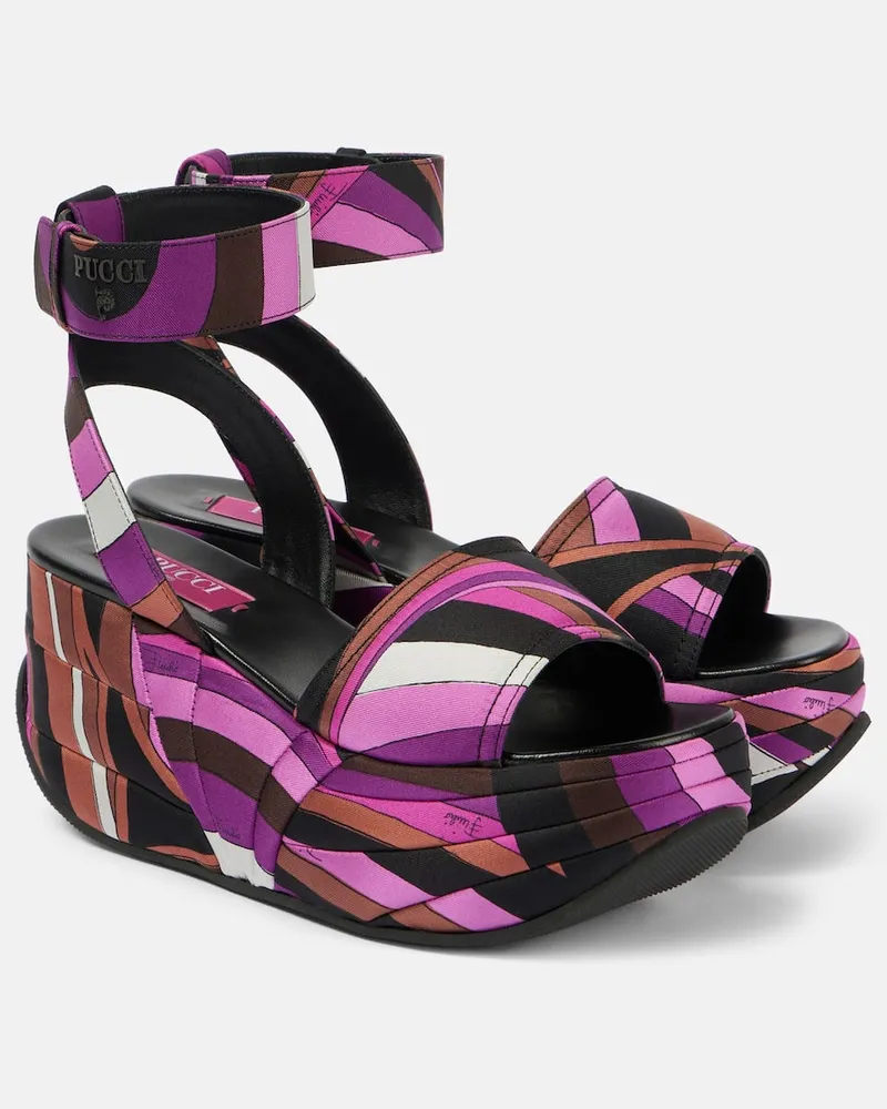 Emilio Pucci Plateausandalen ami Iride aus Satin Multicolor