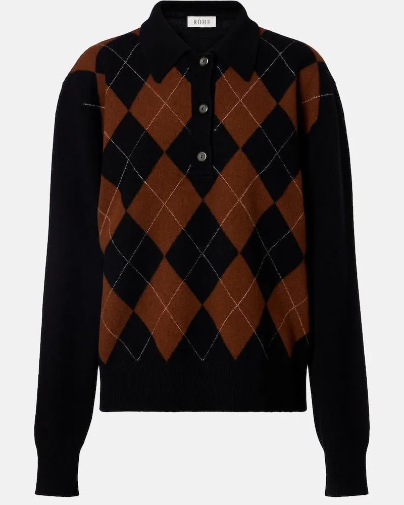 Róhe Róhe Polopullover aus Wolle Schwarz