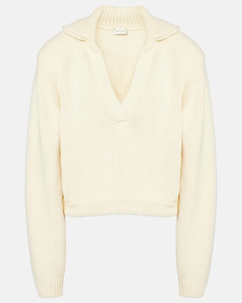 Magda Butrym Cropped-Polopullover aus einem Baumwollgemisch Weiß
