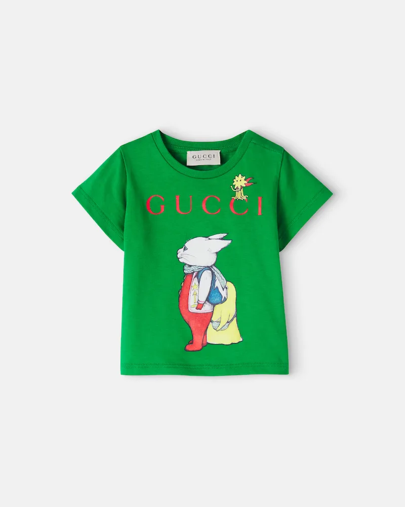 Gucci Baby bedrucktes T-Shirt aus Baumwoll-Jersey Grün