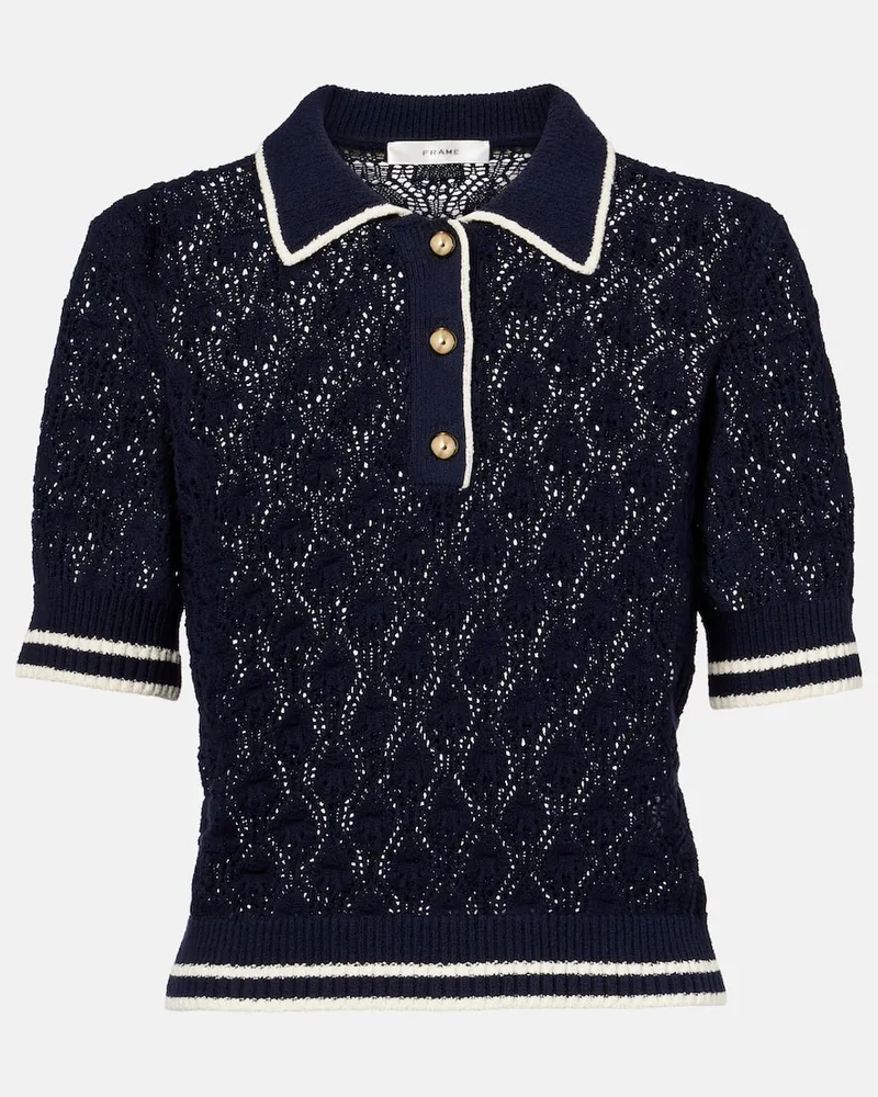 Frame Denim Cropped-Polohemd Rookie aus Strick Blau