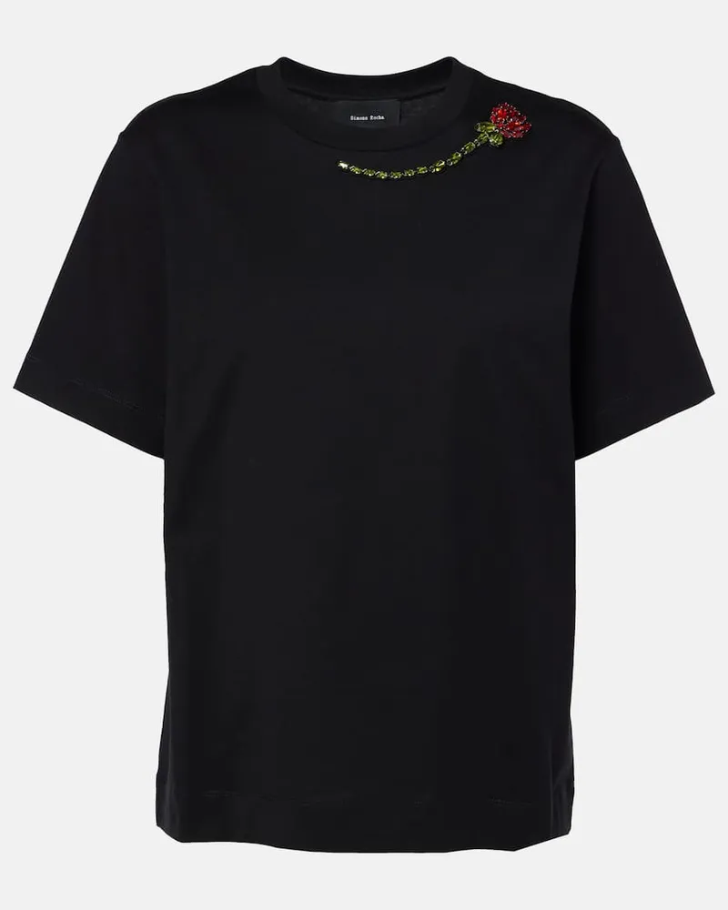 Simone Rocha T-Shirt aus Baumwoll-Jersey Schwarz