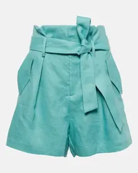 Adriana Degreas High-Rise Shorts Orquidea aus Leinen Blau