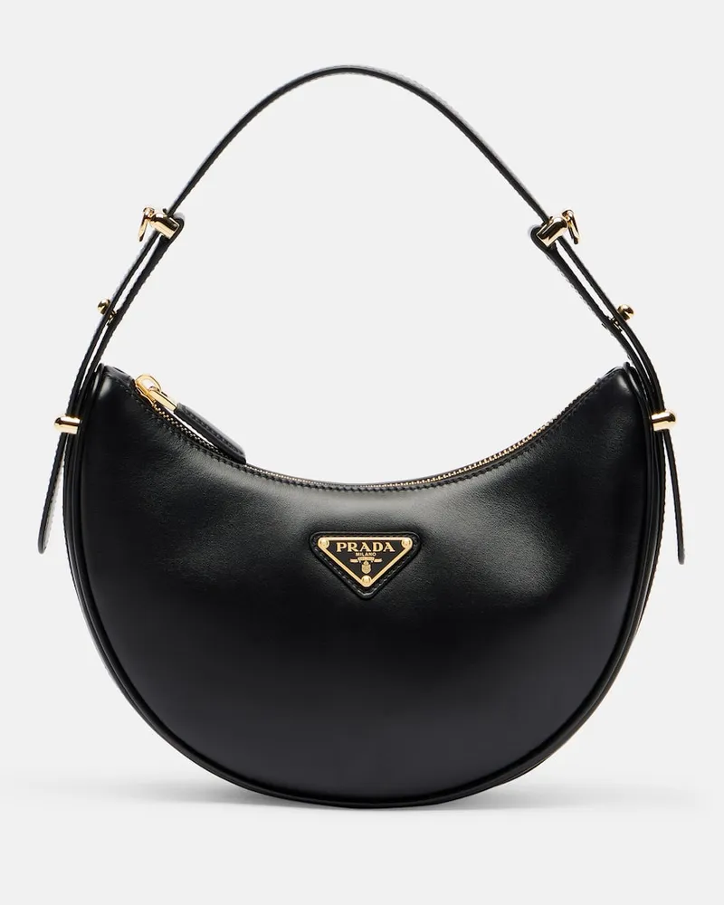 Prada Schultertasche Arqué Small aus Leder Schwarz