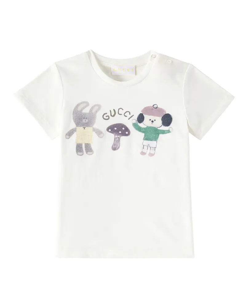 Gucci Baby Bedrucktes T-Shirt aus Baumwolle Weiß