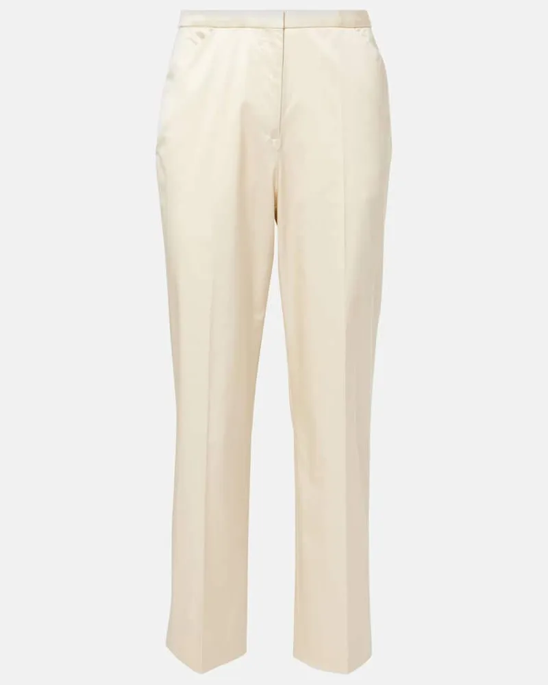 Totême Gerade Hose aus einem Baumwollgemisch Beige