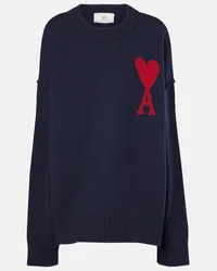 AMI Paris Pullover Ami de Cour aus Wolle Blau