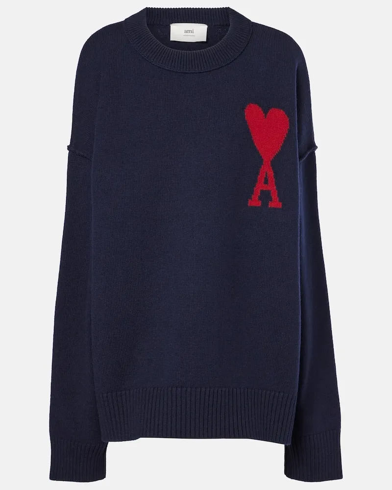 AMI Paris Pullover Ami de Cour aus Wolle Blau