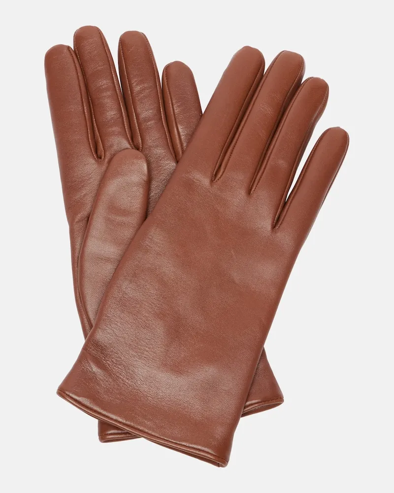 Saint Laurent Handschuhe aus Leder Braun