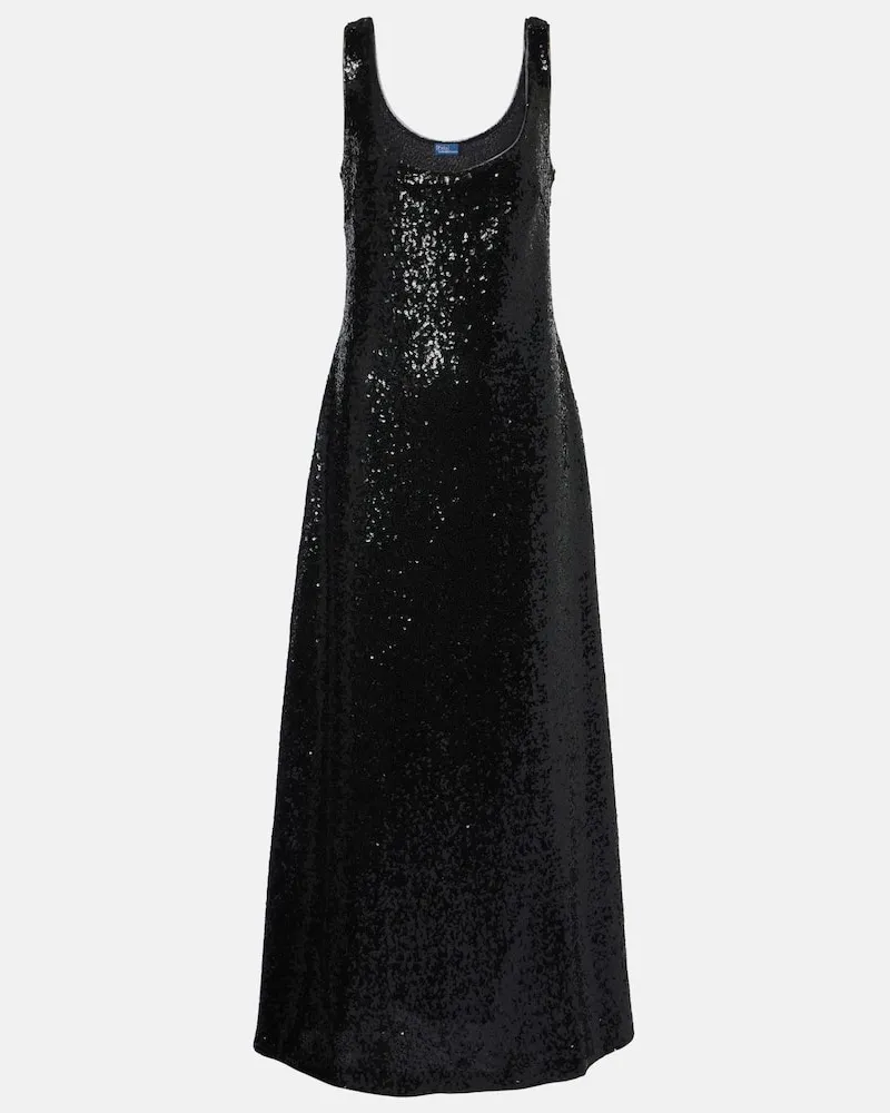 Ralph Lauren Maxikleid mit Pailletten Schwarz