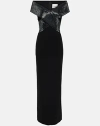 Roland Mouret Off-Shoulder-Robe aus Cady und Samt Schwarz