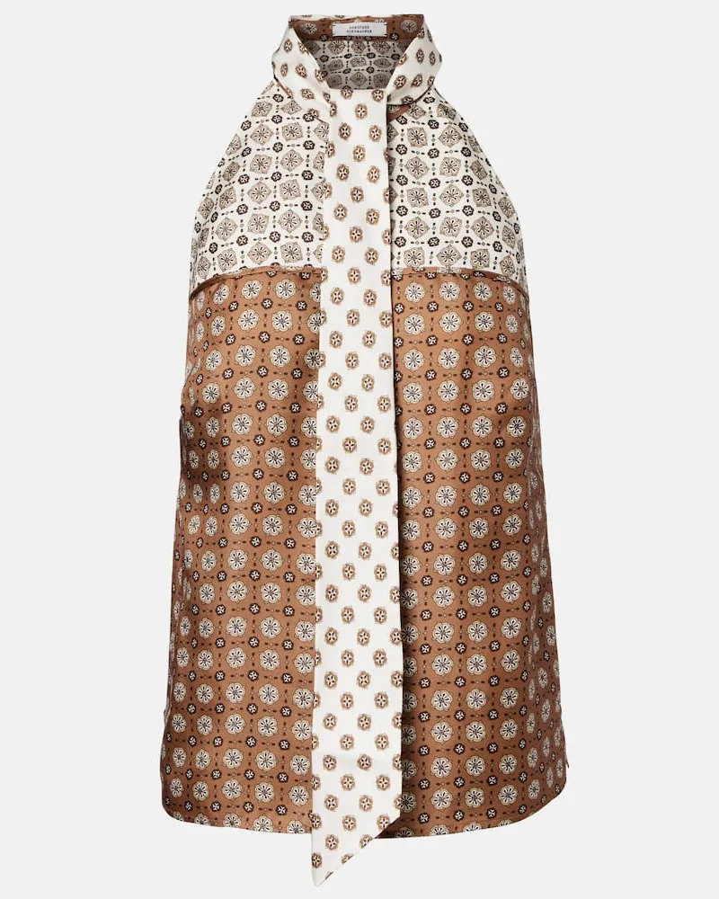 Dorothee Schumacher Top Graphic Dreams aus Seiden-Twill Braun