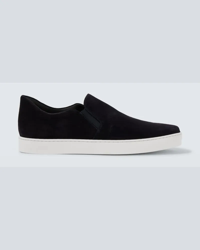 Manolo Blahnik Slip-Ons Nadores aus Veloursleder Blau
