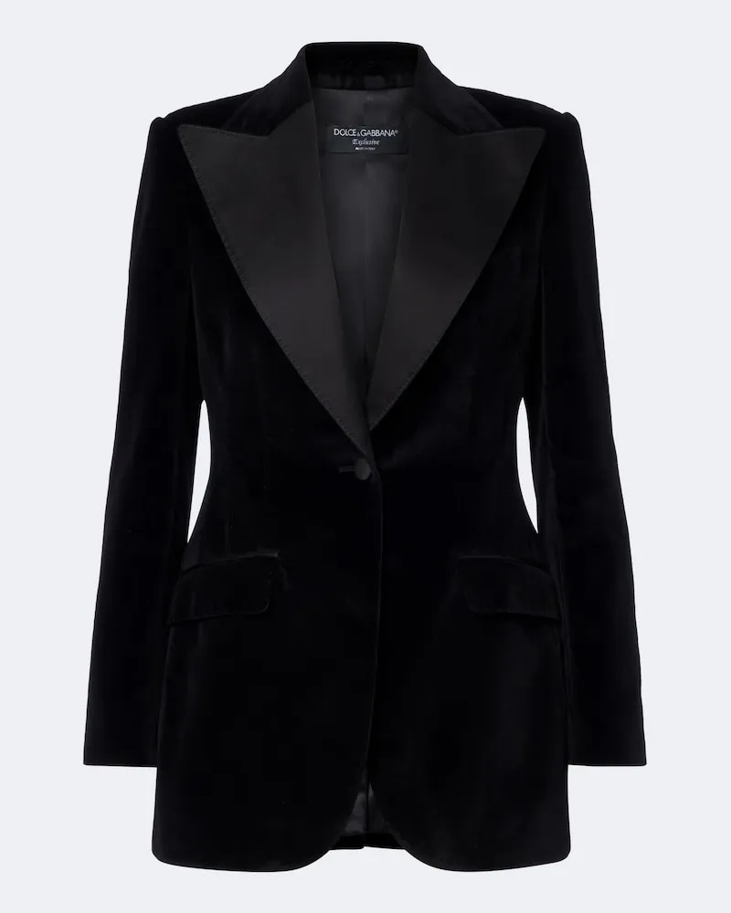 Dolce & Gabbana Smokingjacke aus Samt Schwarz