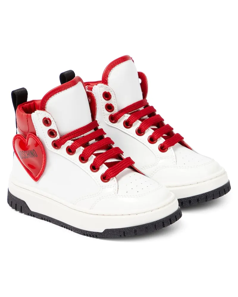 Moschino High-Top Sneakers aus Leder Weiß