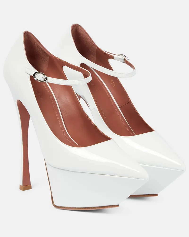 Amina Muaddi Plateau-Pumps Yigit aus Lackleder Weiß