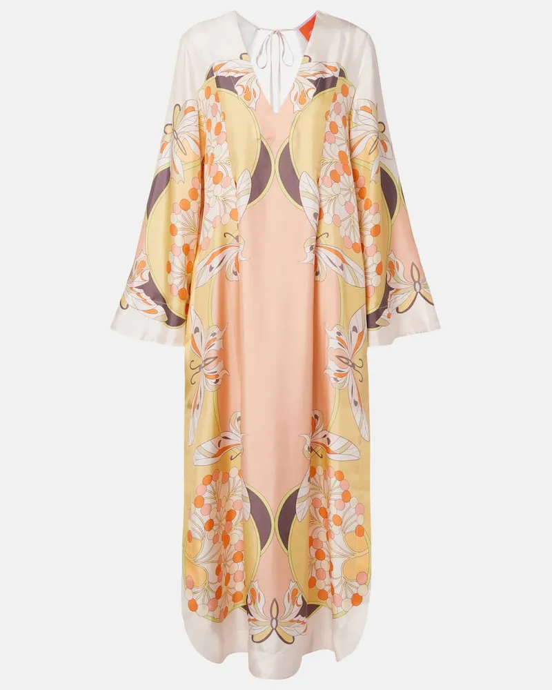 La DoubleJ Maxikleid Twin Flame aus Seiden-Twill Multicolor